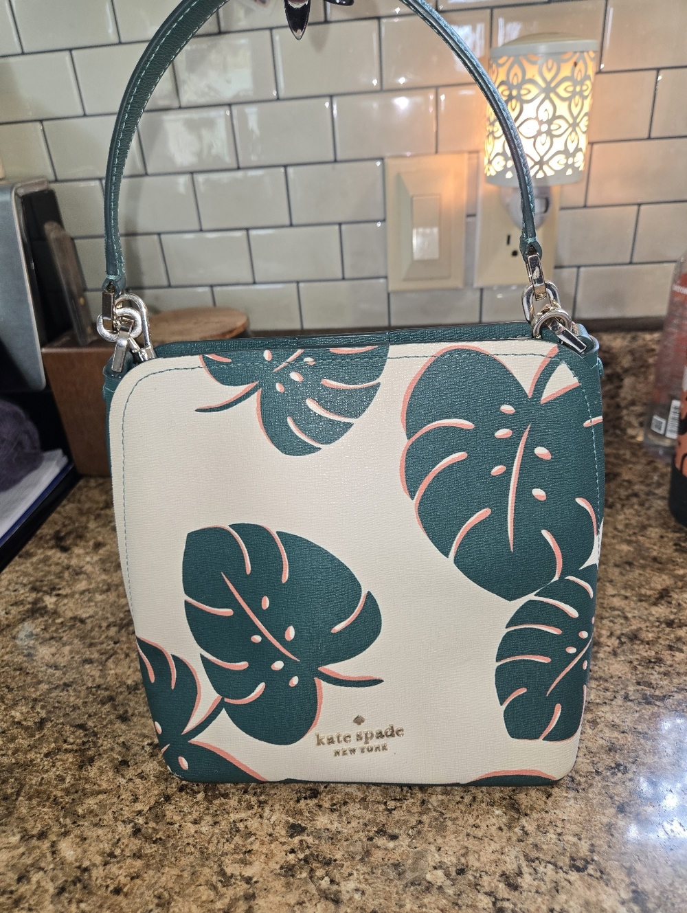 Kate Spade Darcy Monstera Leaves Bucket Bag